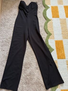 Mind Code Black Strapless Wide-Leg Jumpsuit